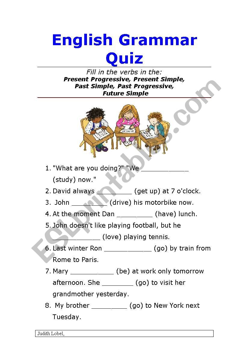 RNGLISH GRAMMAR QUIZ worksheet