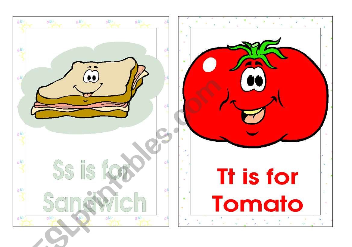 Alphabet Flash-cards.(S-V) worksheet