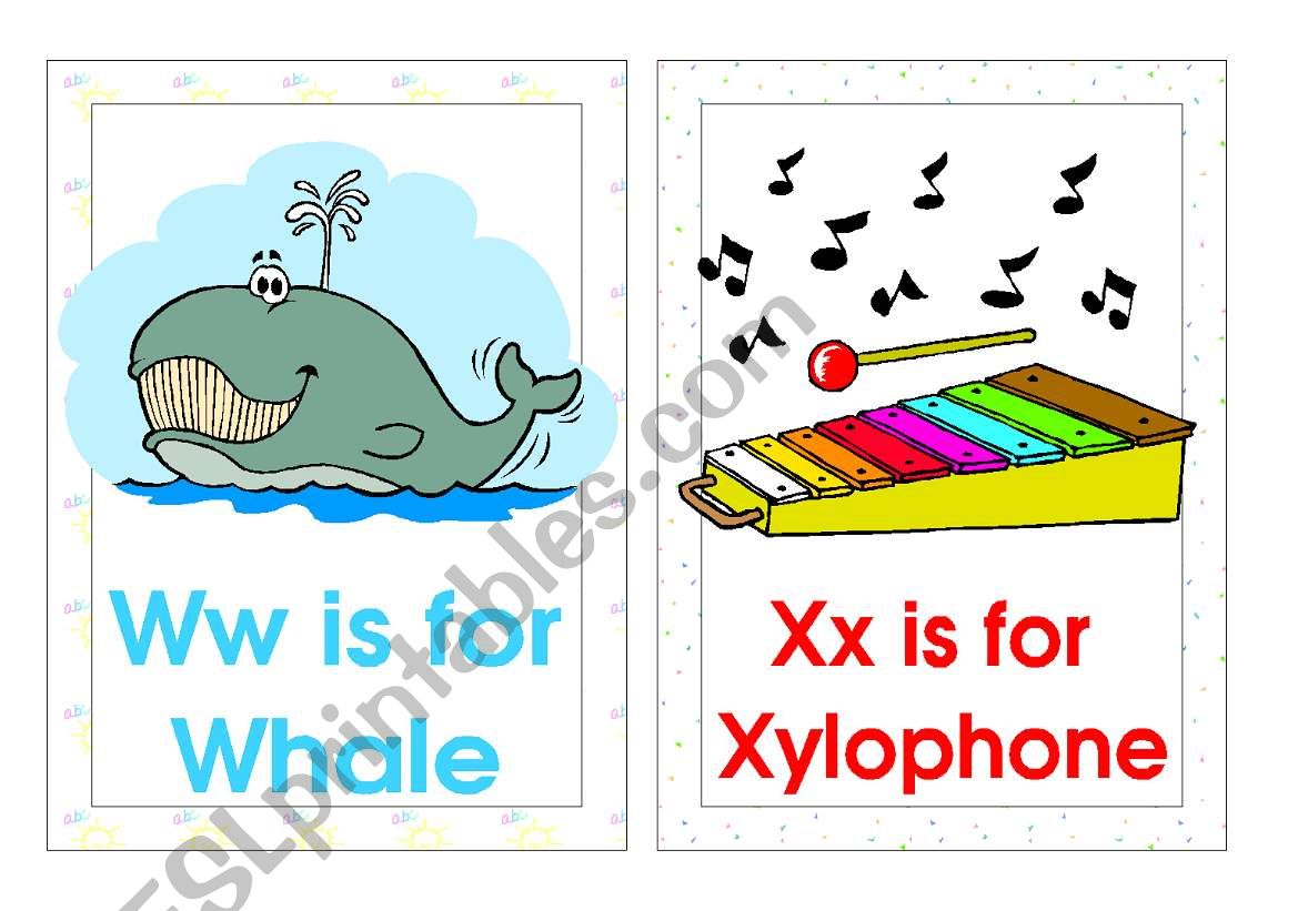 Alphabet Flash-cards. (W-Z) worksheet