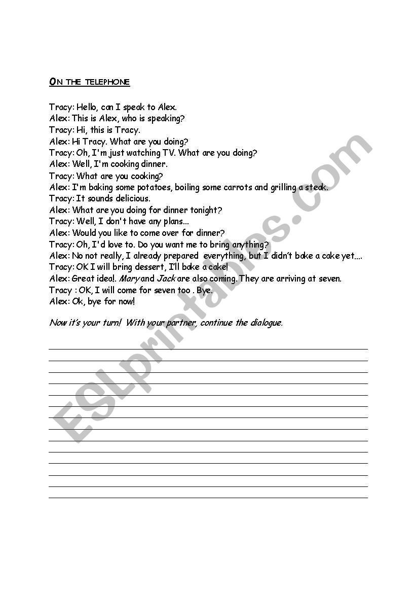 Dialogue worksheet