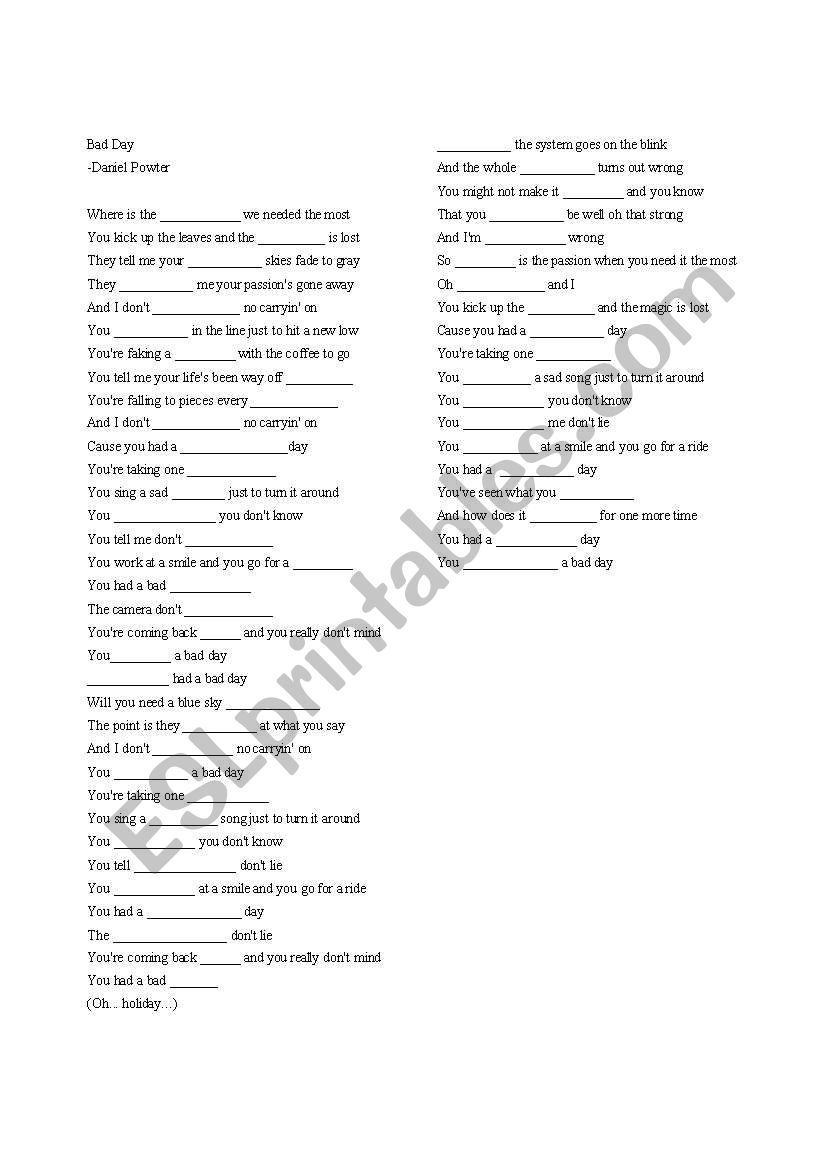 Sing Songs in English! worksheet