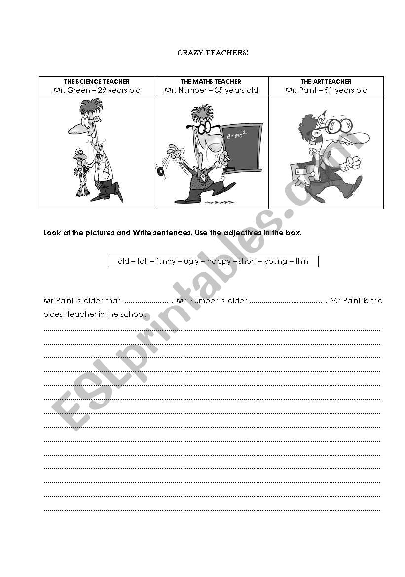 types of teachers worksheet