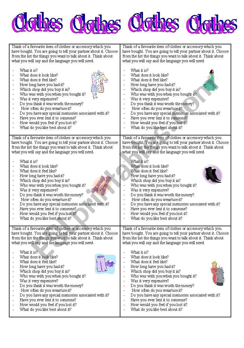 Clothes Speaking worksheet