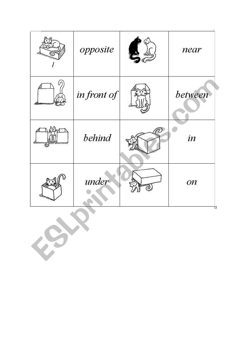 Prepositions of place - dominoes
