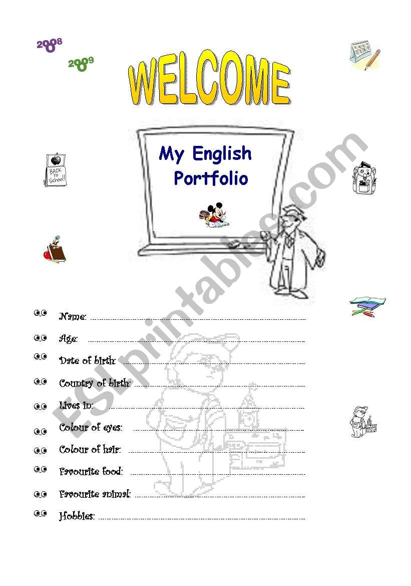 My English Portfolio worksheet