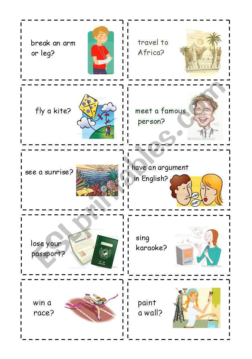 Have you ever? part 1 worksheet