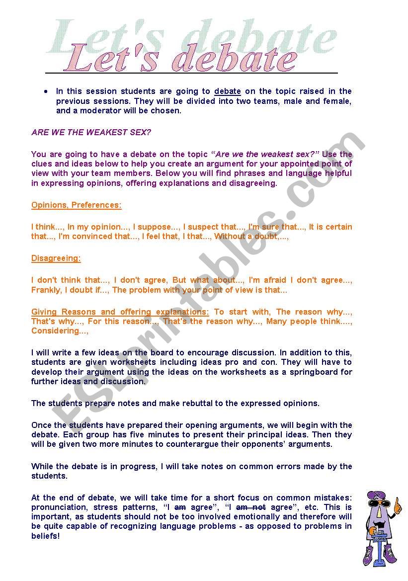LetÂ´s debate worksheet