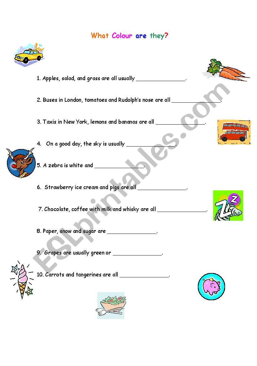 colours worksheet