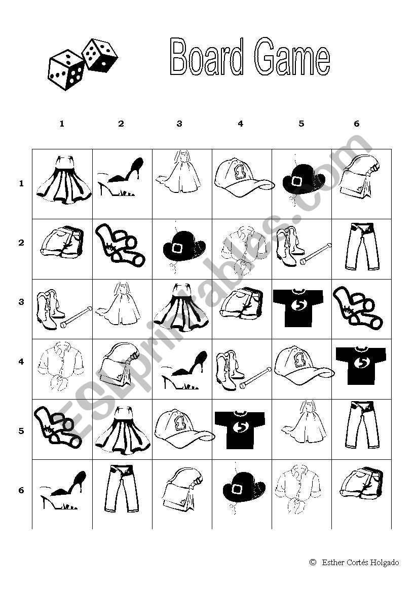 Board Game worksheet