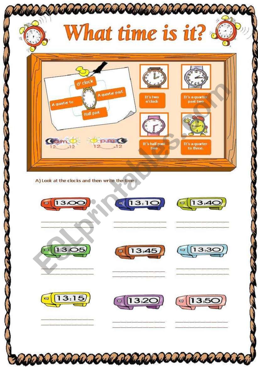 WHAT TIME IS IT? worksheet