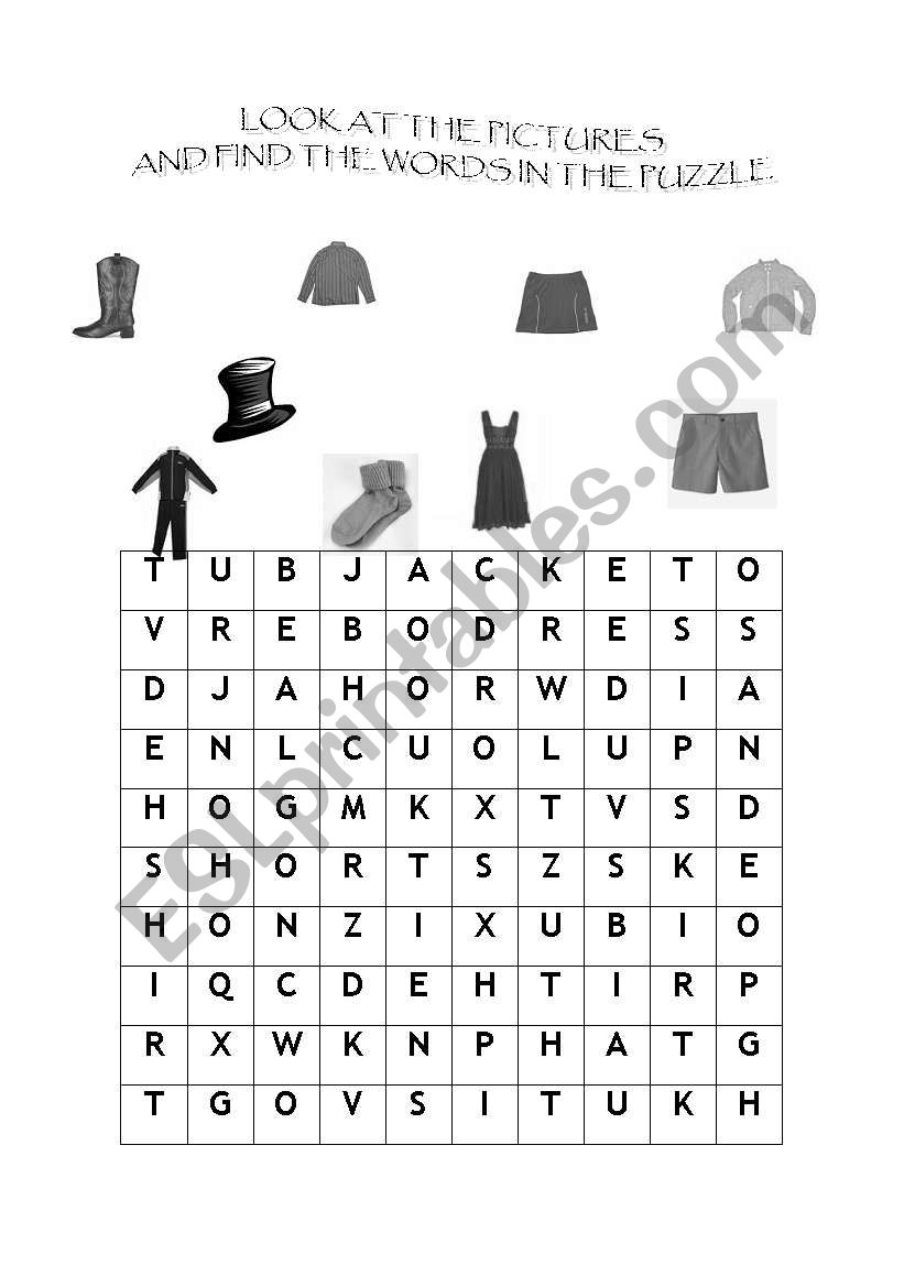 clothes puzzle worksheet