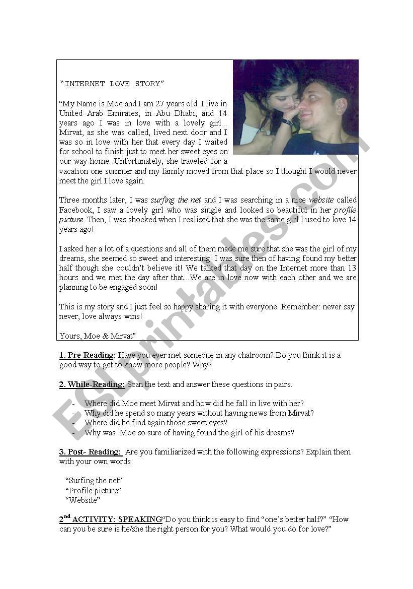 INTERNET LOVE STORY worksheet