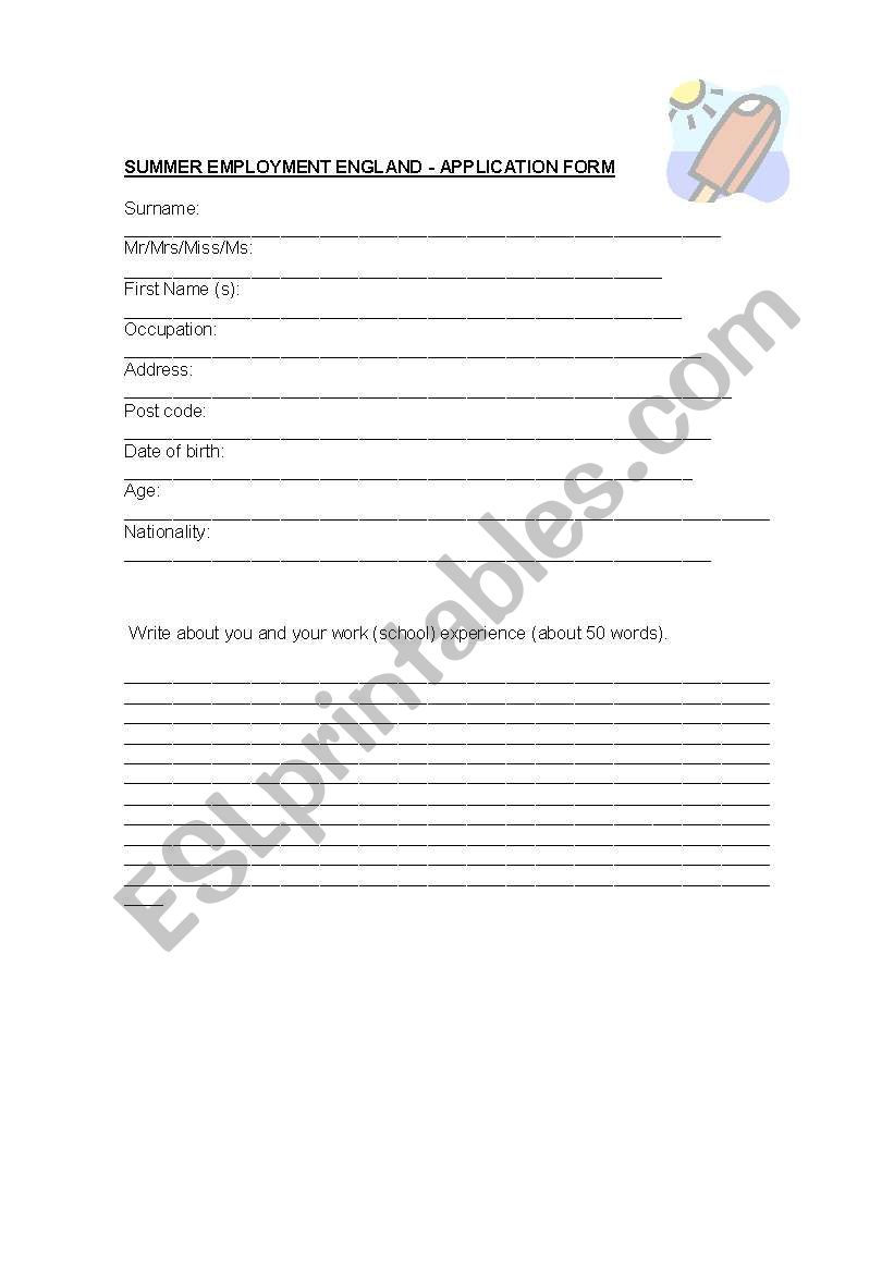 Writing Activity worksheet