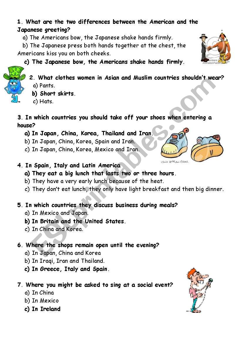 Quiz good manners worksheet