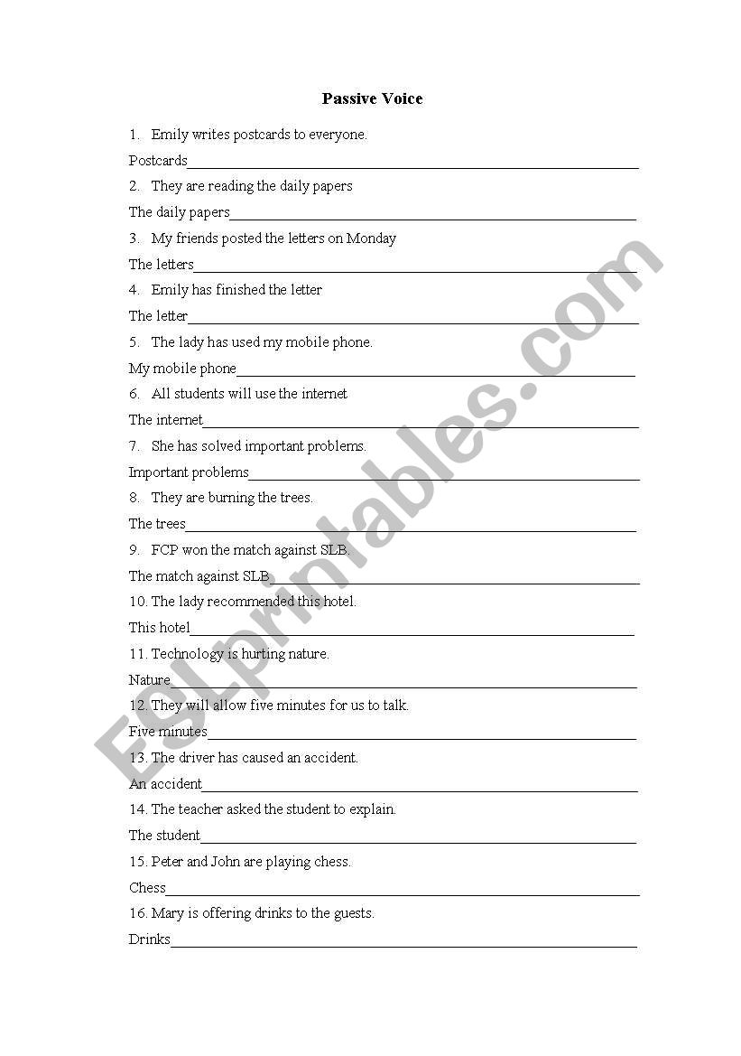 passive voice worksheet