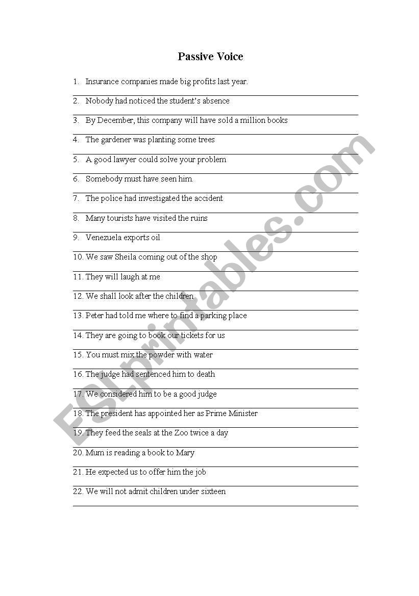 passive voice worksheet