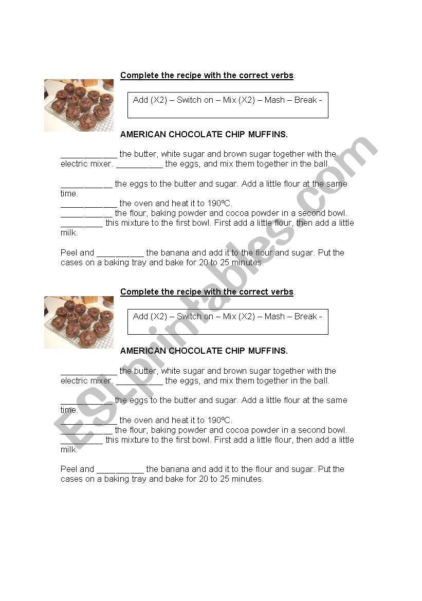 RECIPES worksheet