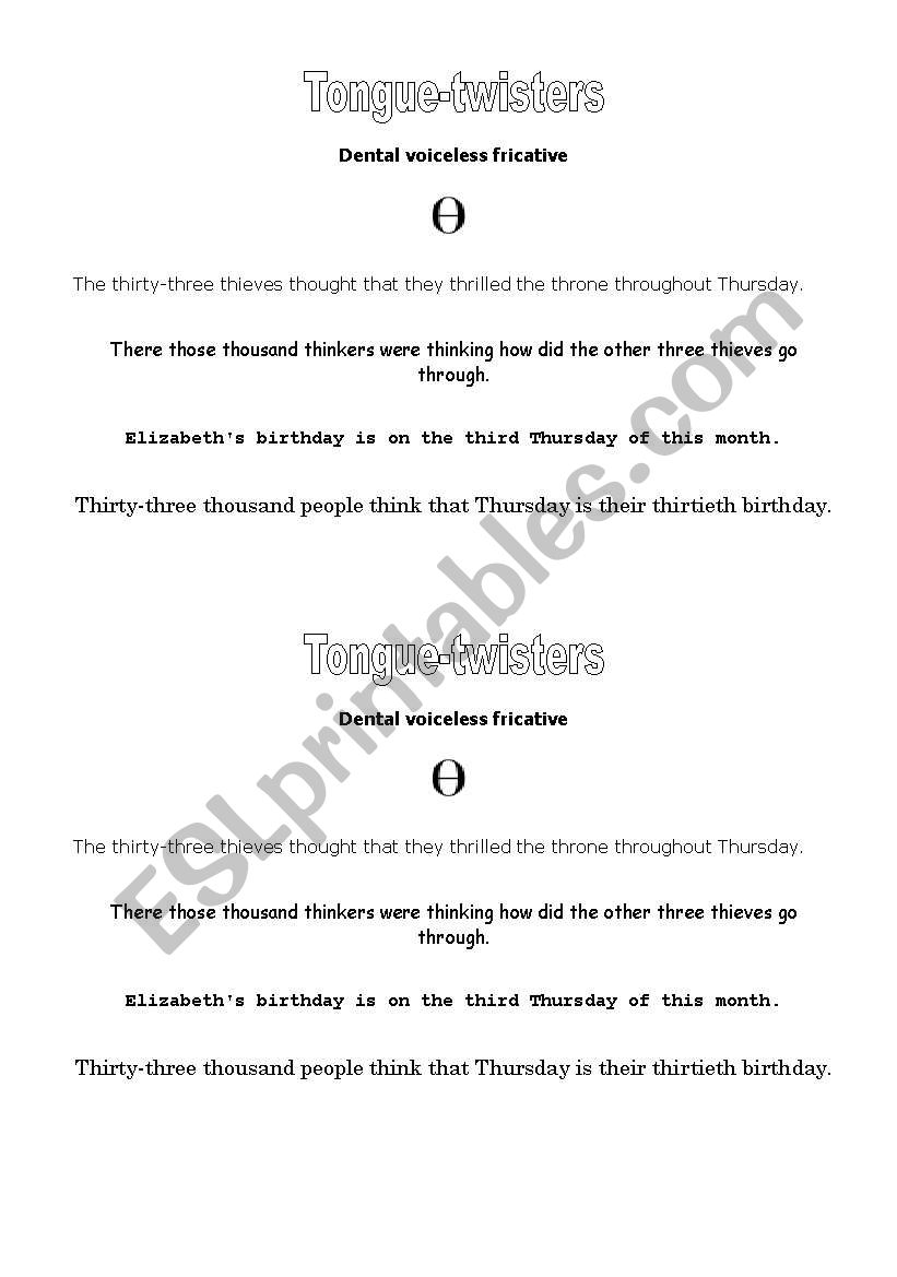 Tongue Twisters worksheet