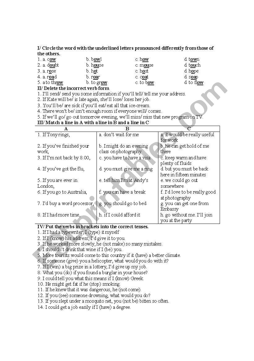 General exercise worksheet