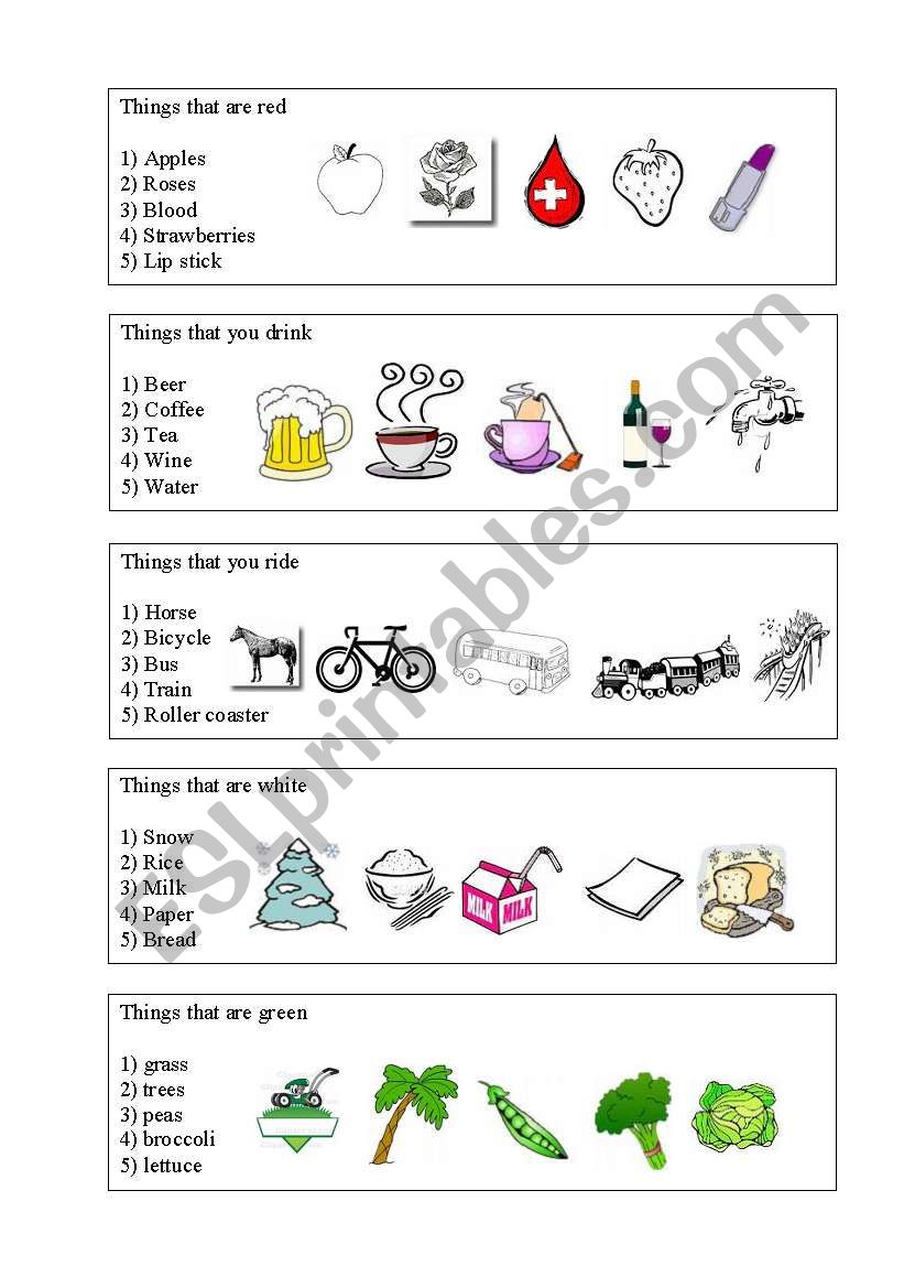 Things that are..... worksheet