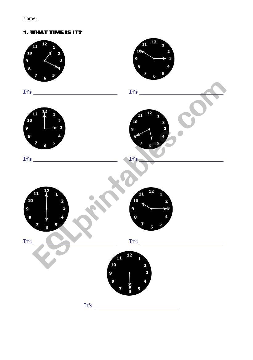 whats the time? worksheet