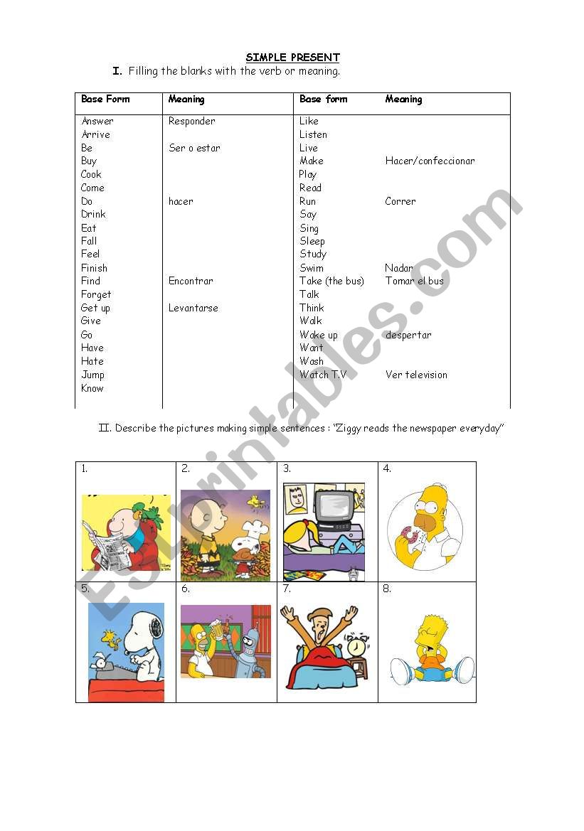 present simple activity worksheet