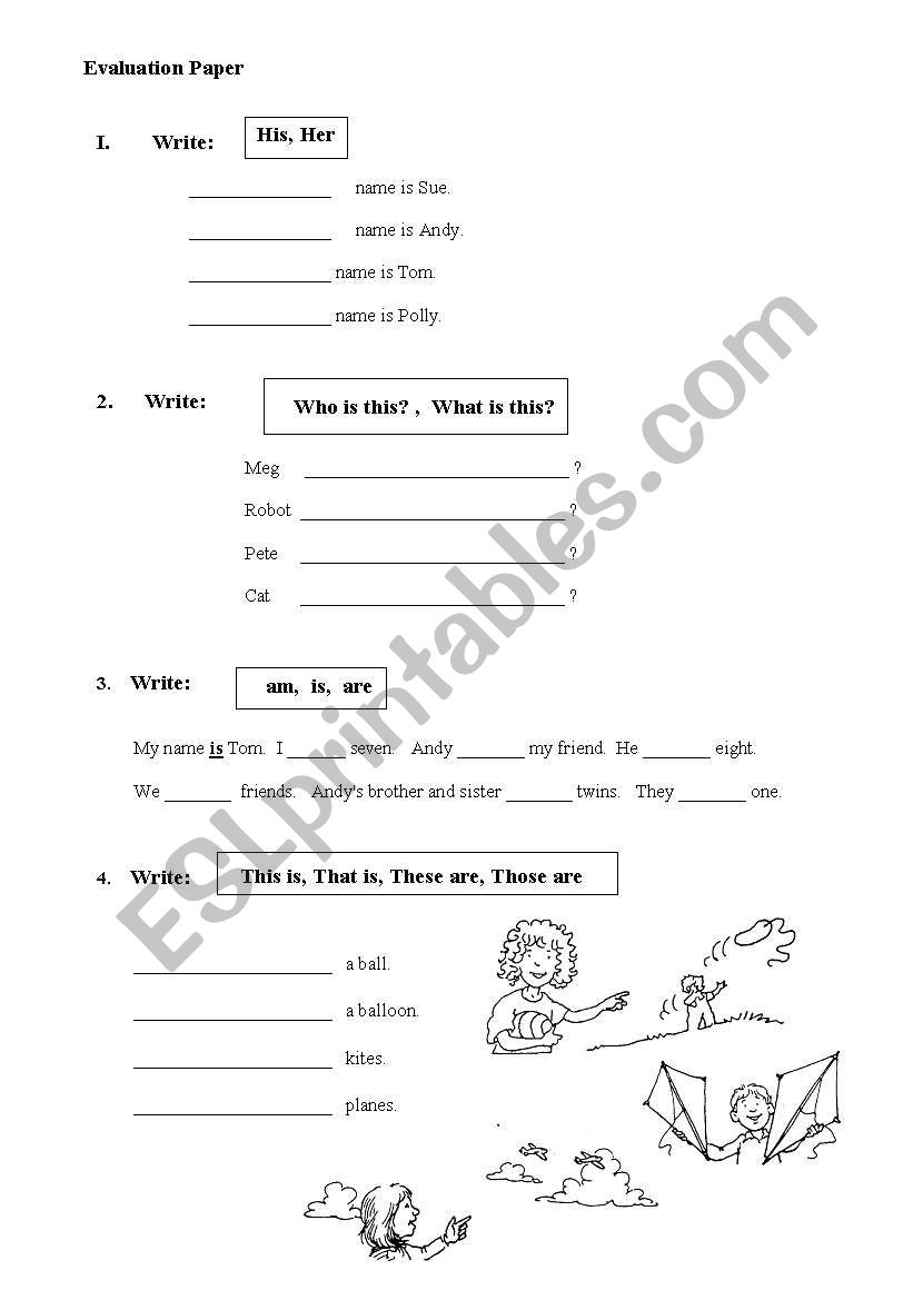 Evaluation Paper worksheet