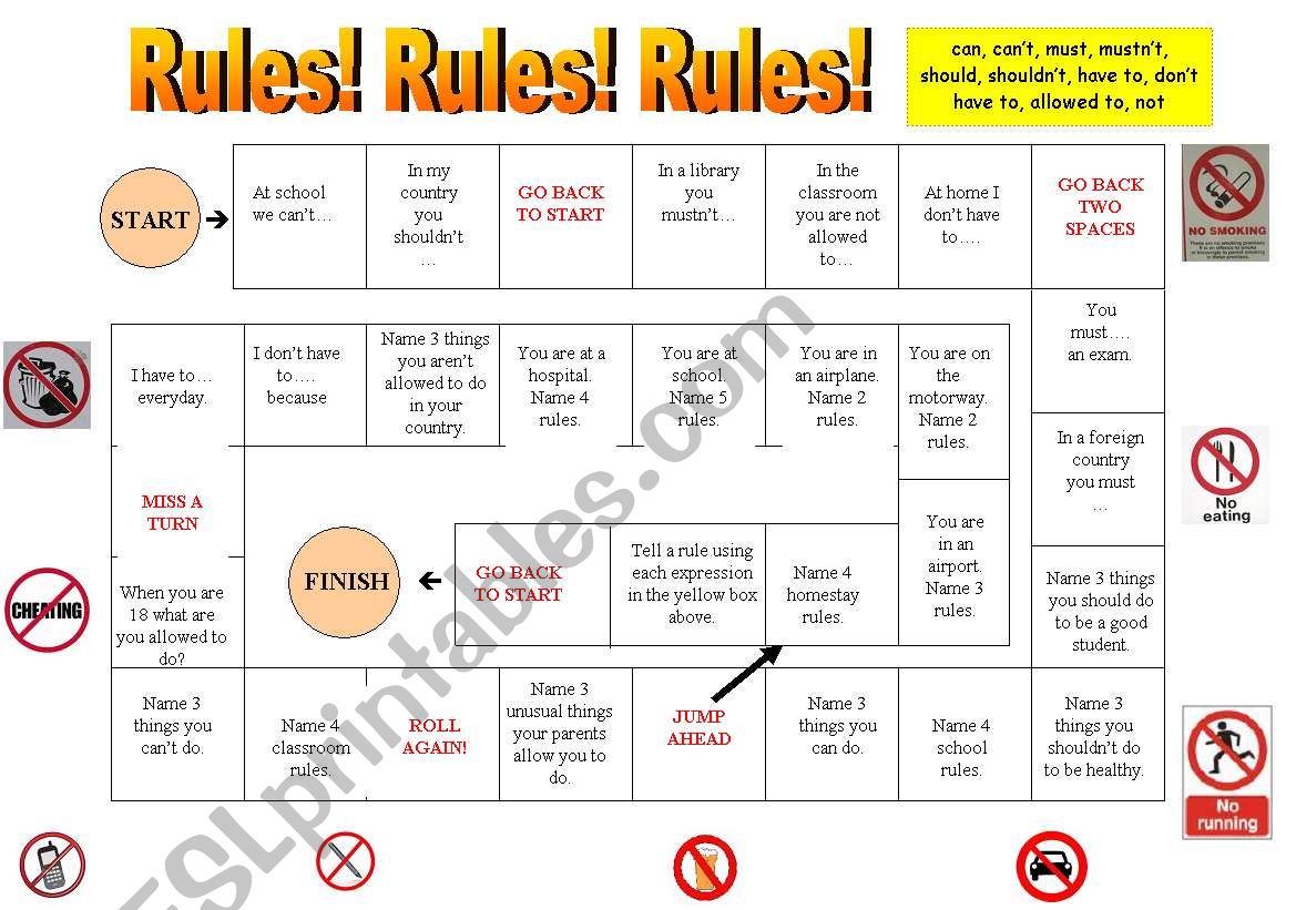 Rules game worksheet