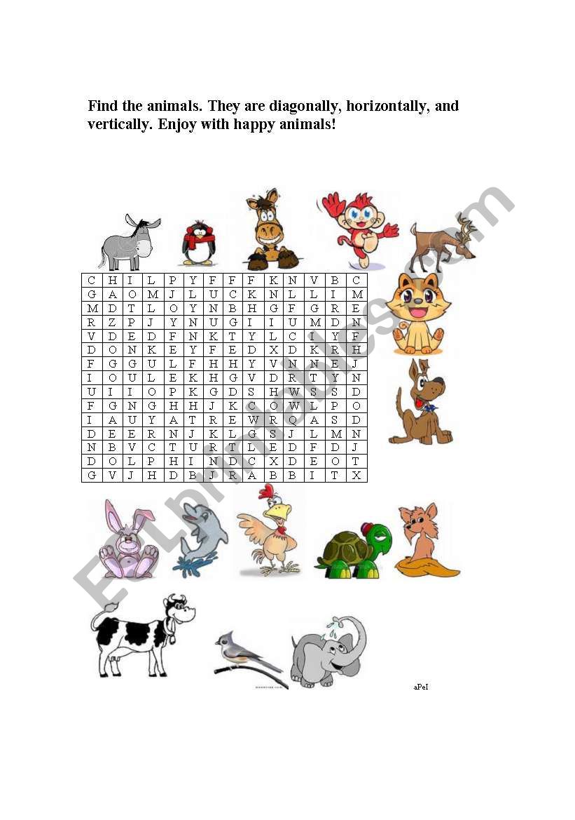 Find the happy animals! worksheet