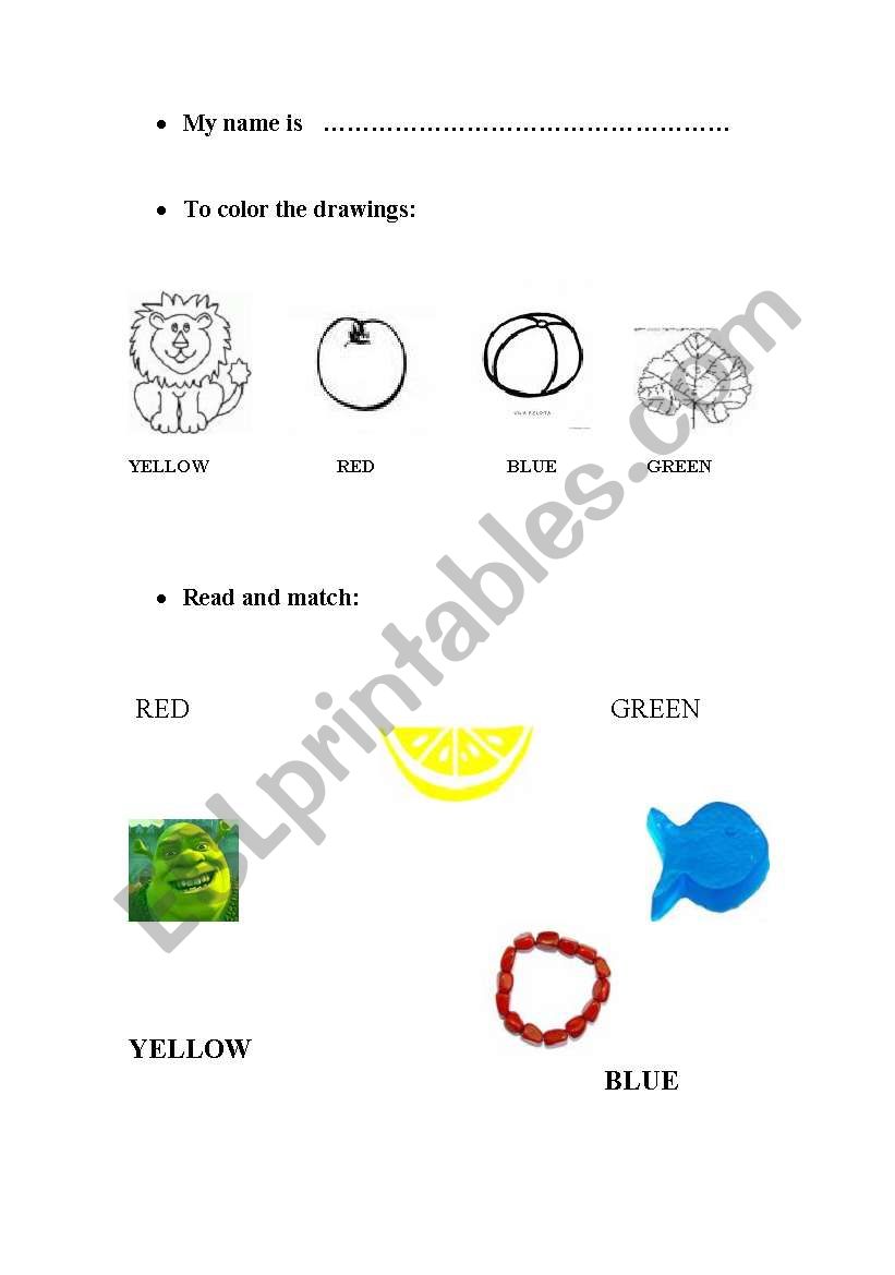 The colours worksheet