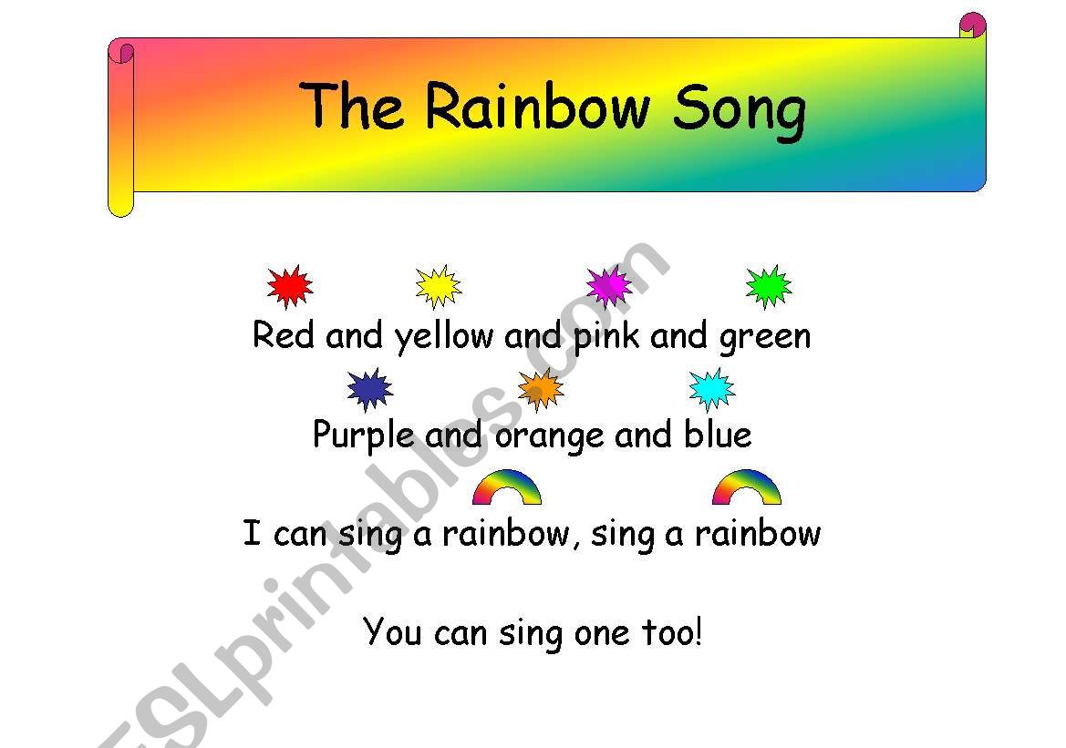 The Rainbow Song worksheet
