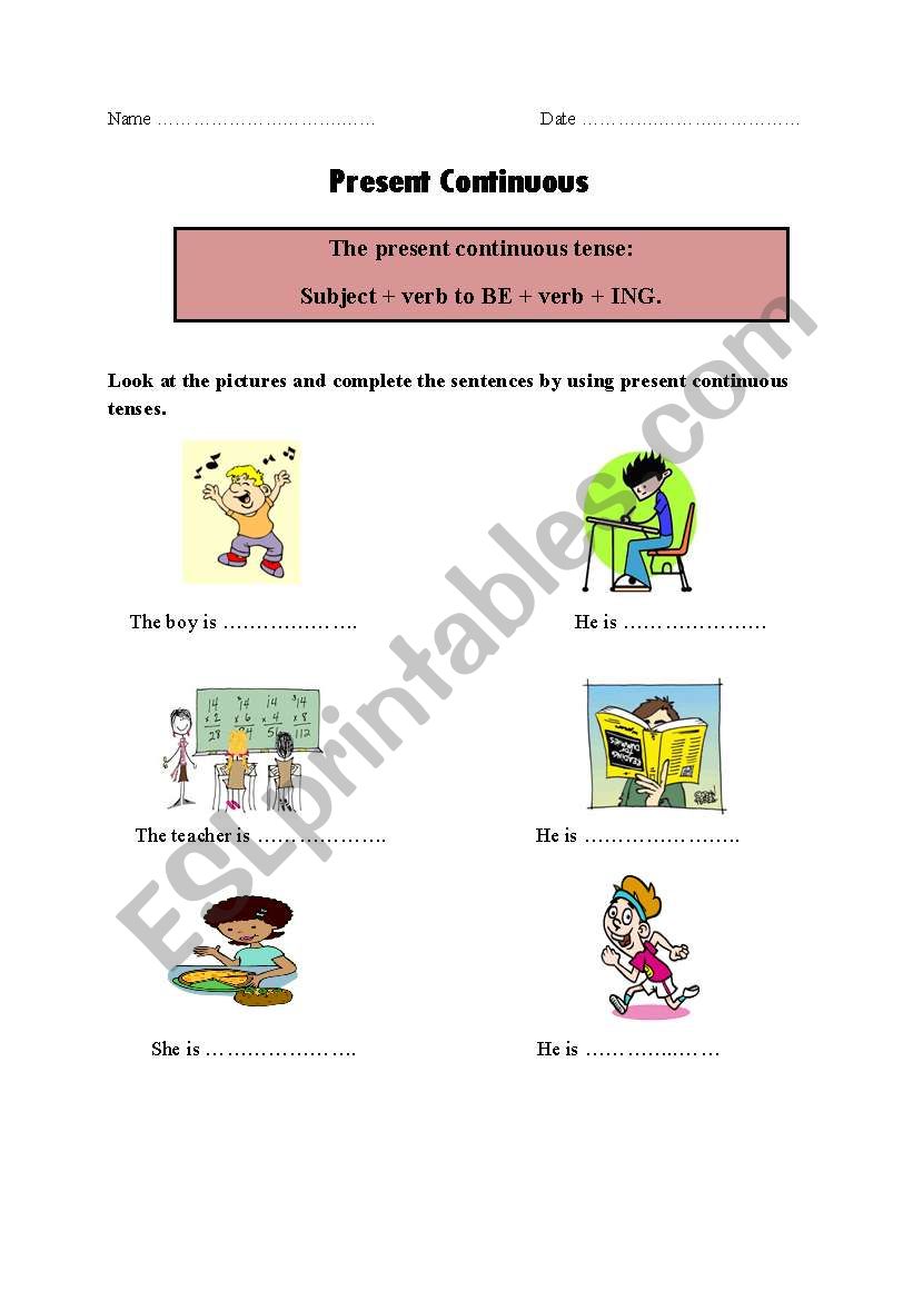 Present Continuous worksheet