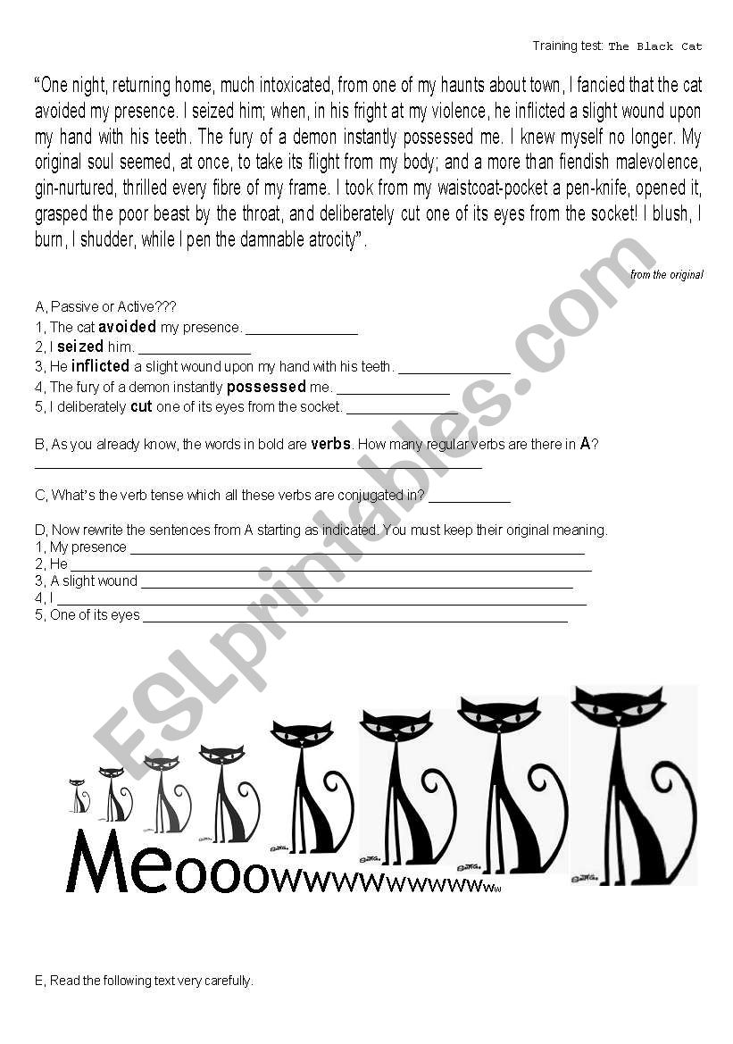 Poes The Black Cat, part 1 worksheet