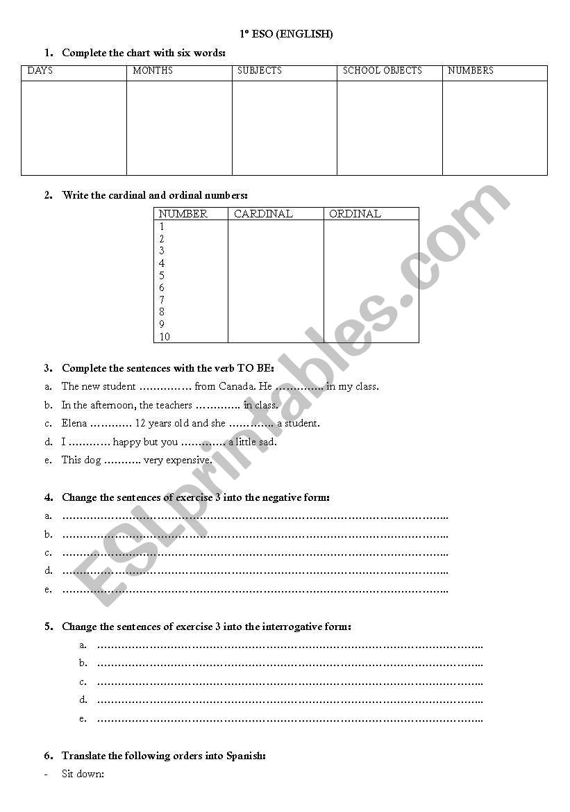 NUMBERS, TO BE, TO HAVE, QUESTIONS AND READING