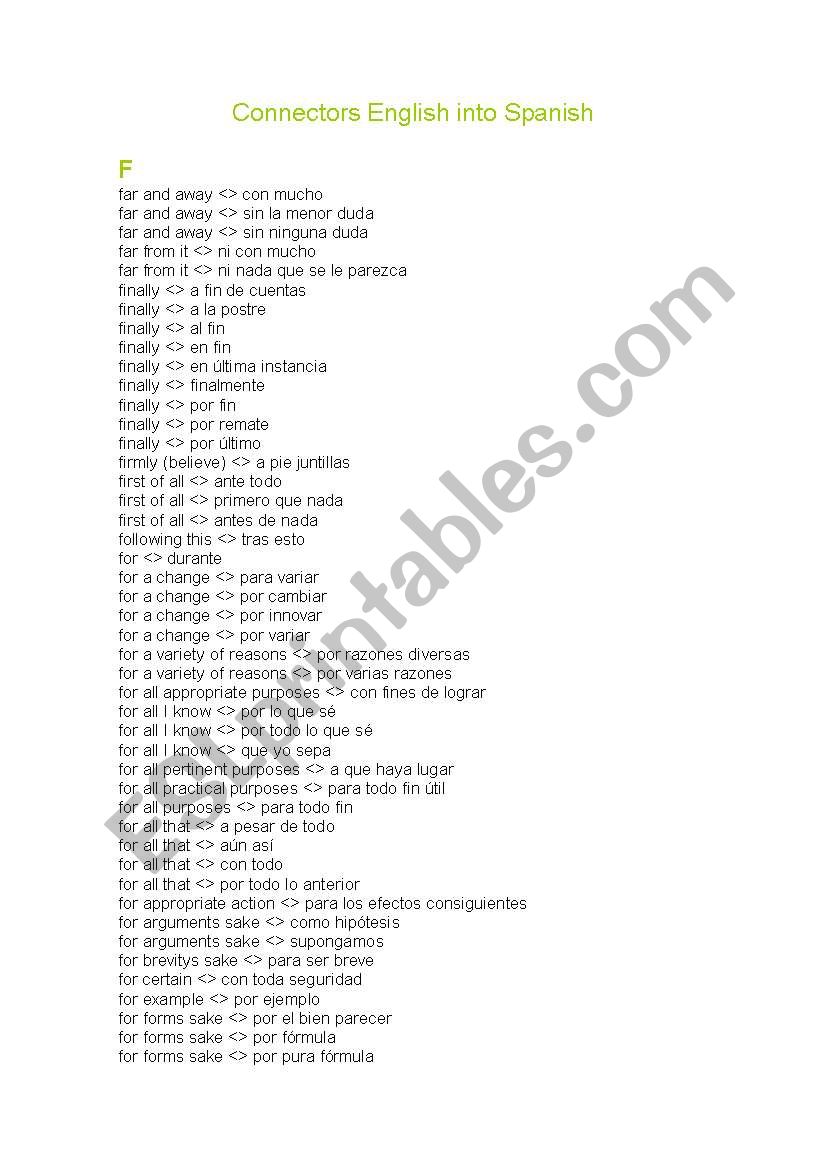 Connectors English into Spanish_F