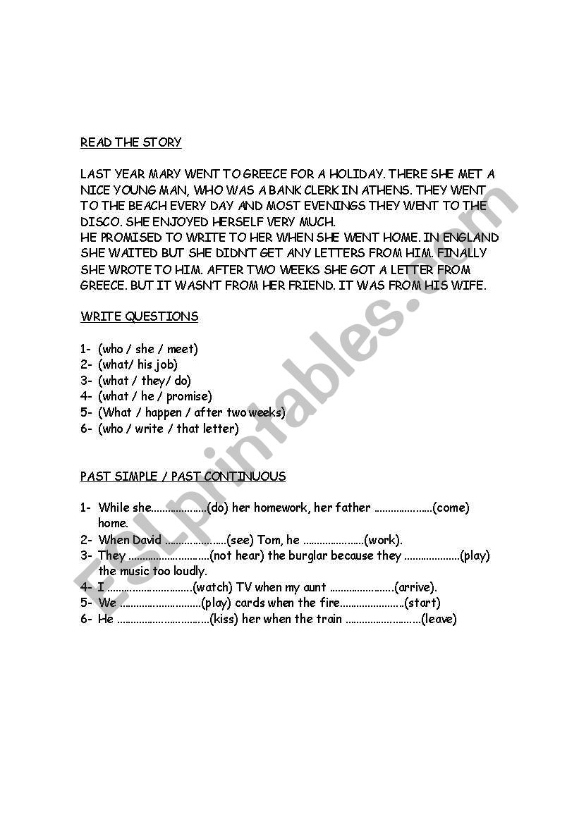 reading comprehension worksheet