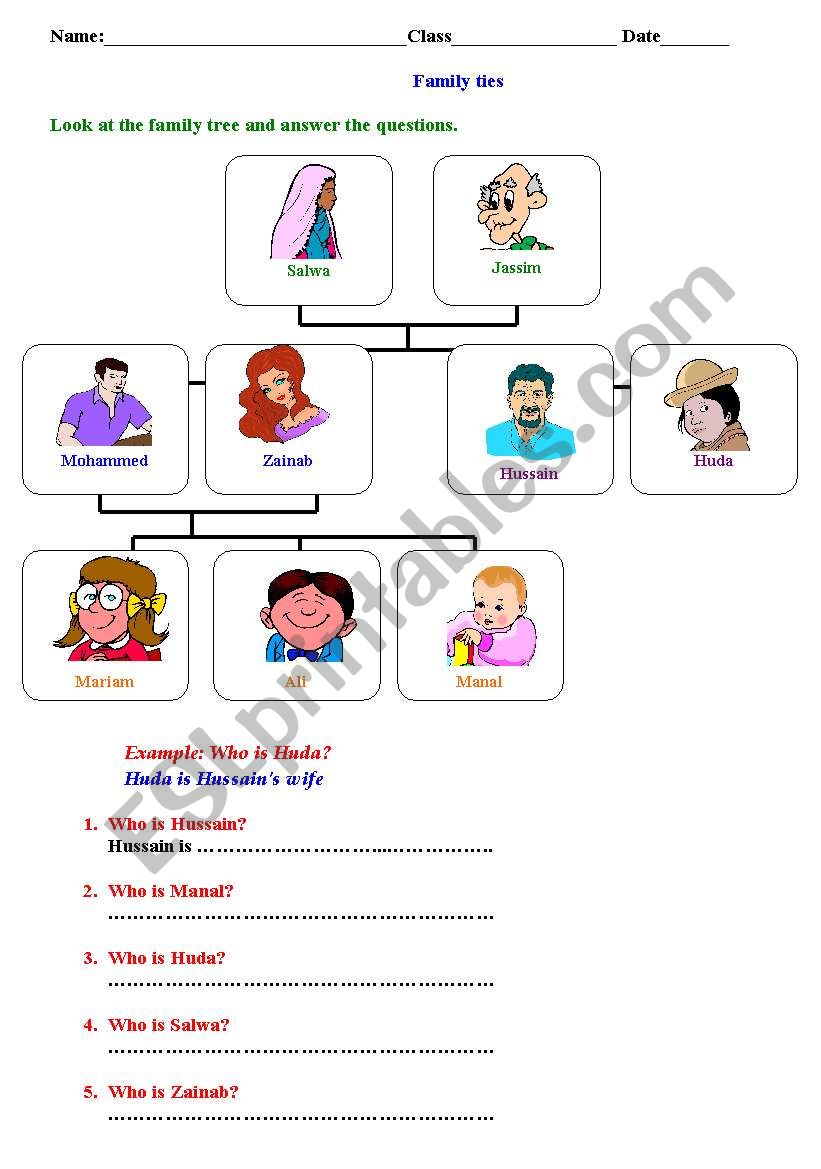 Family Ties worksheet