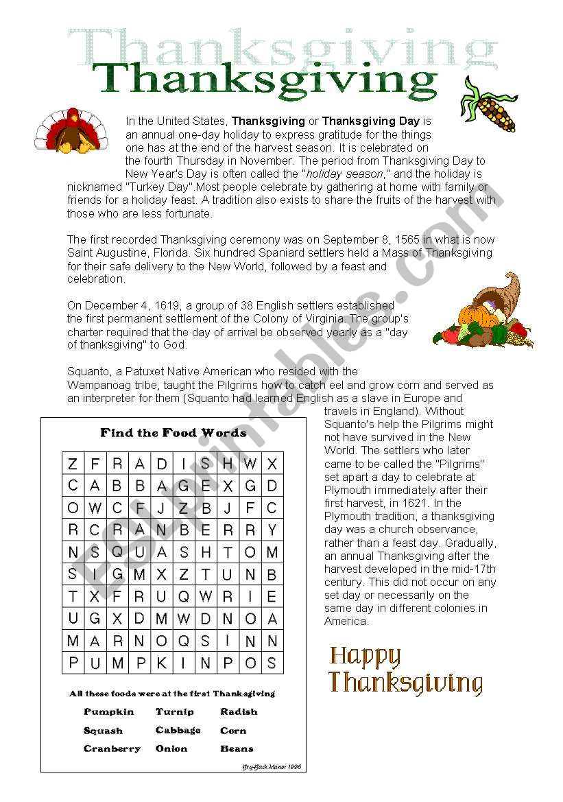 thanksgiving worksheet