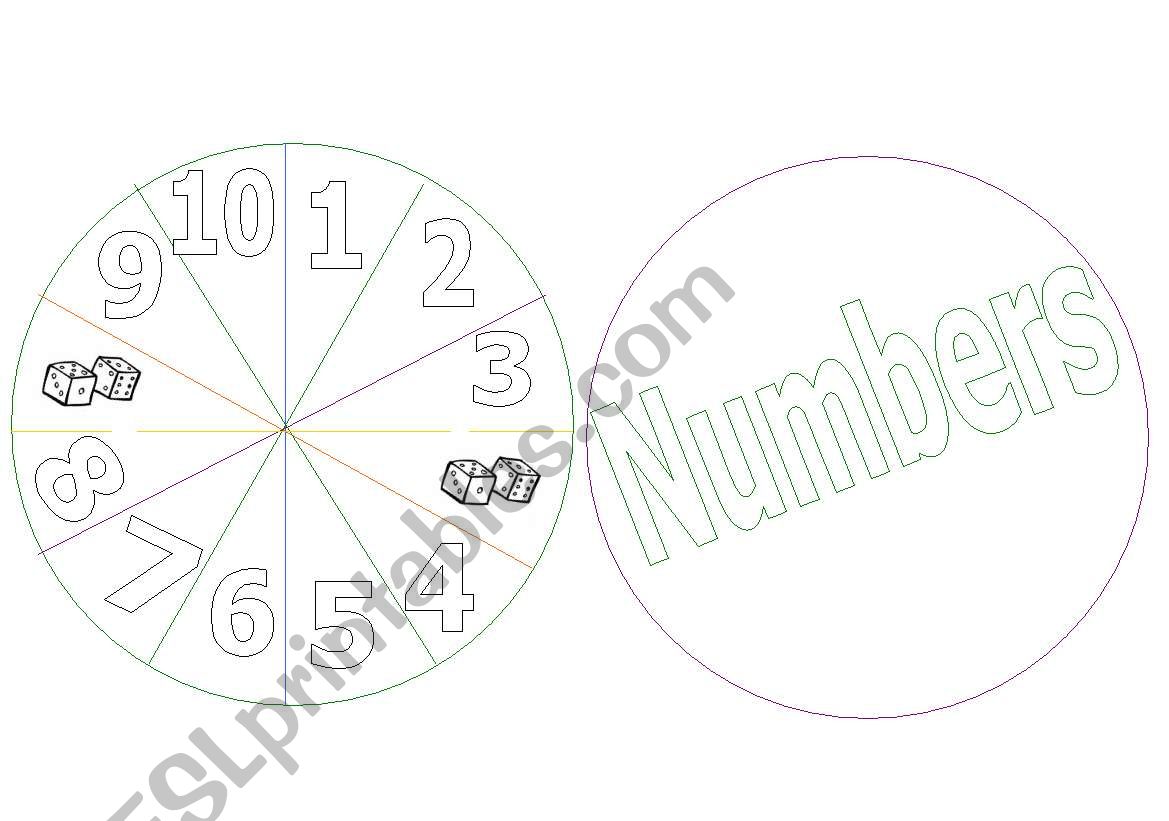 Numbers spinner worksheet