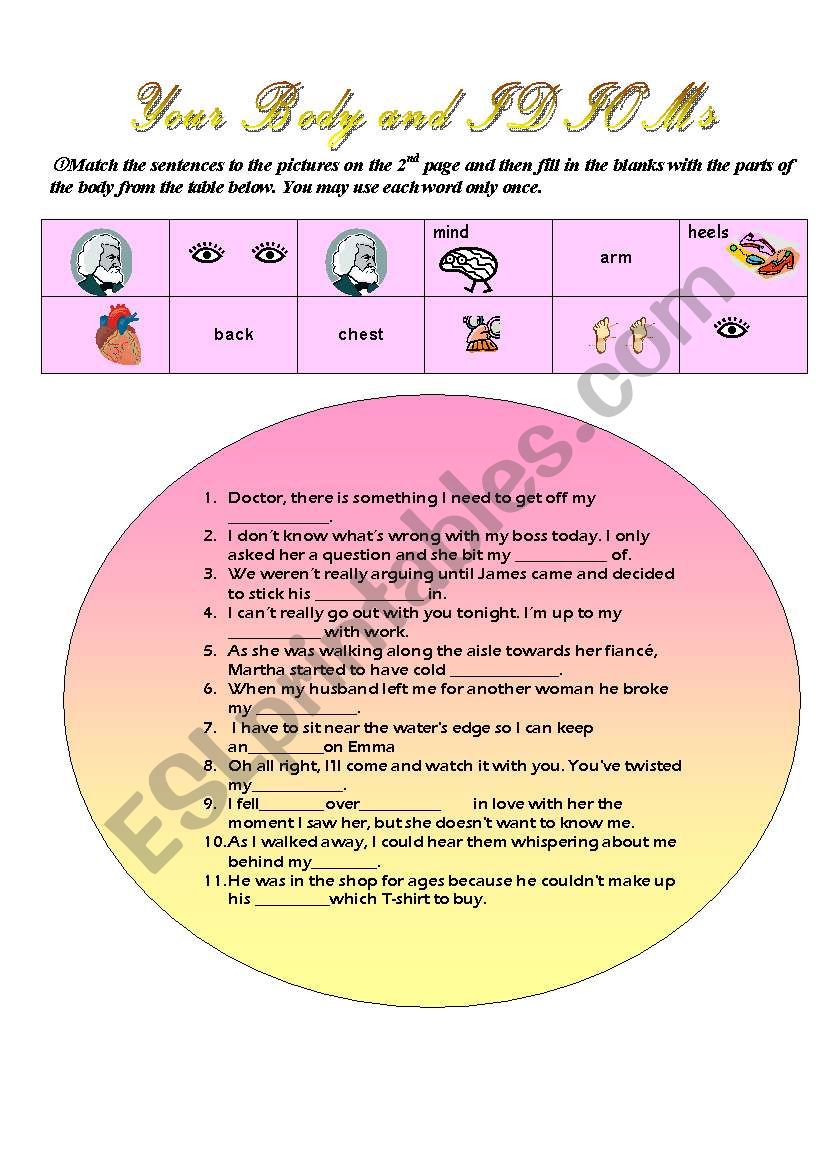 Body IDIOMS worksheet