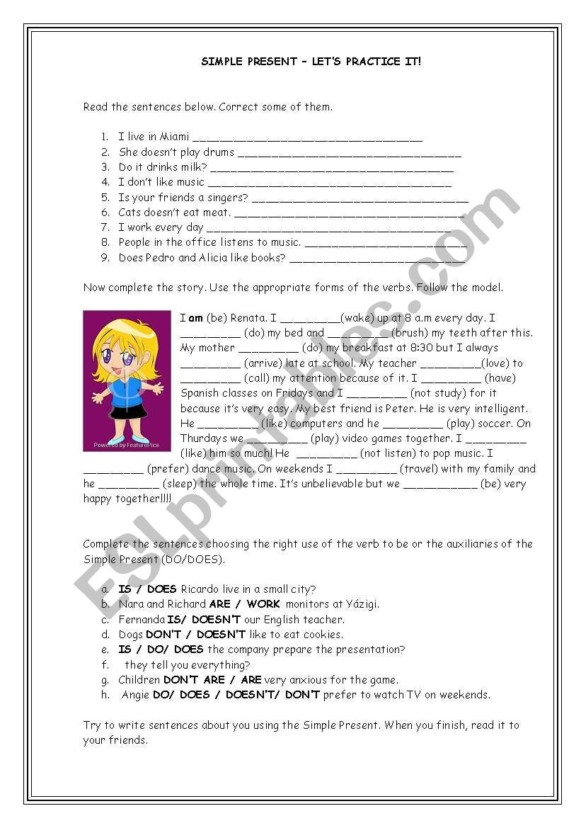 Simple Present grammar worksheet