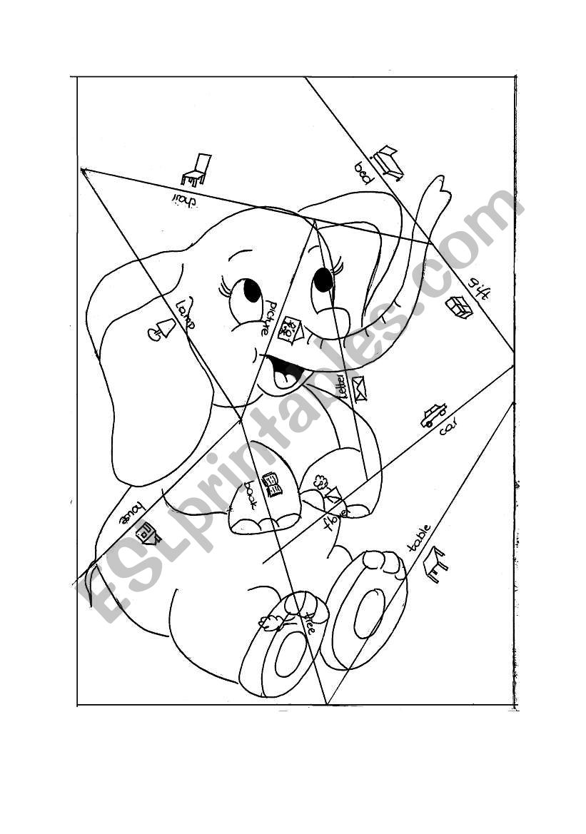  jigsaw puzzle - elephant worksheet