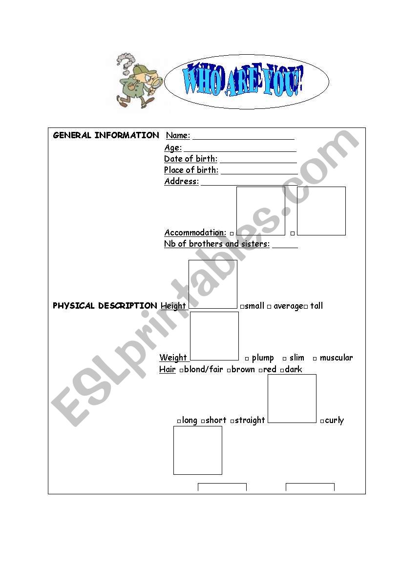 Who are you? worksheet