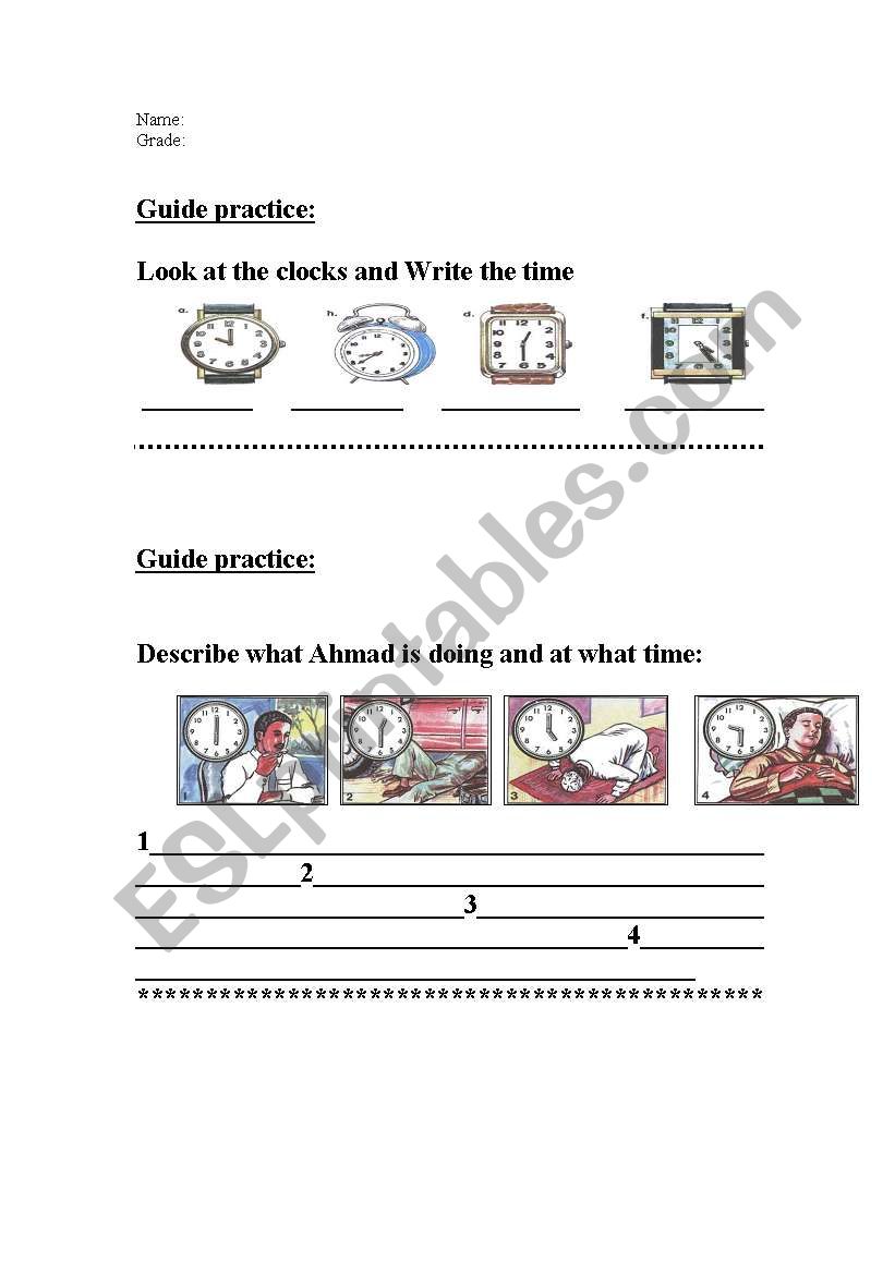 write the time worksheet