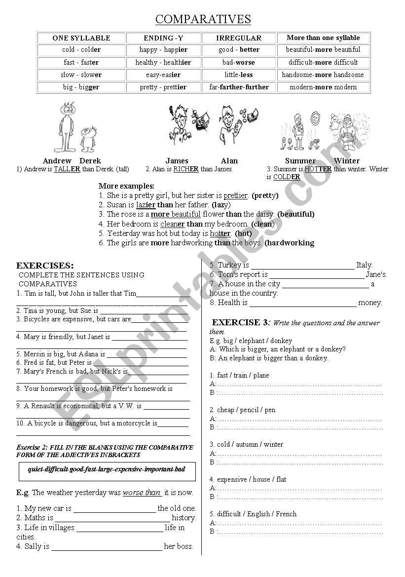 COMPARATIVES  worksheet