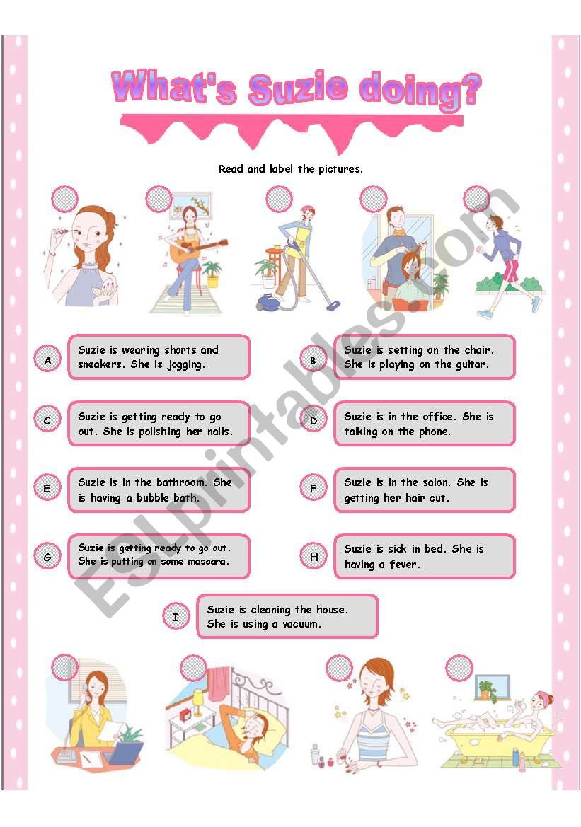Whats Suzie doing? worksheet