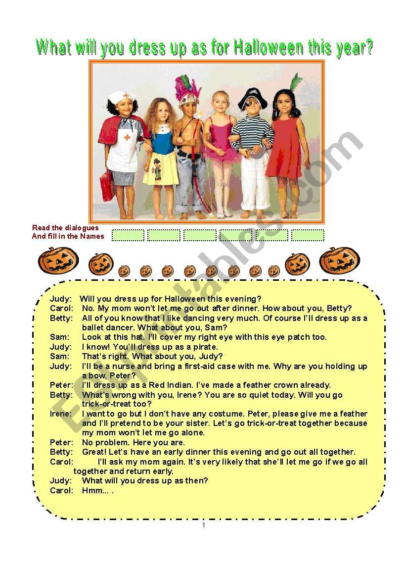 Dress Up For Halloween worksheet