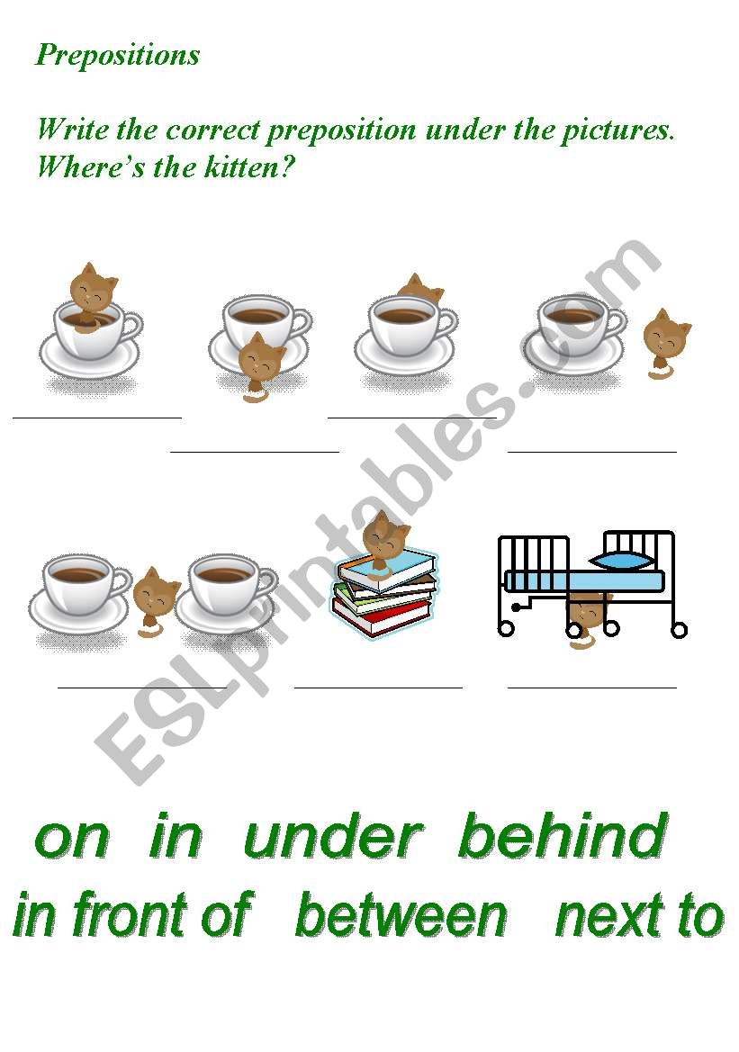 prepositions of the place worksheet