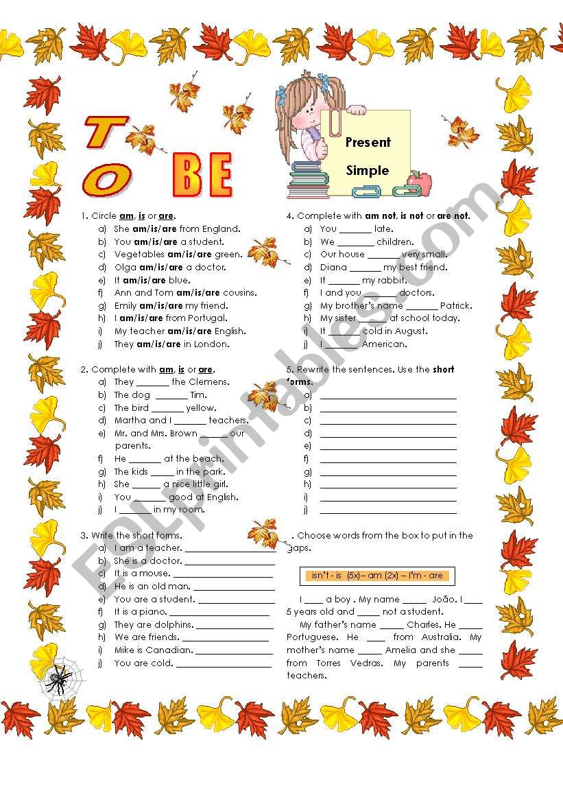 To be - Present Simple worksheet