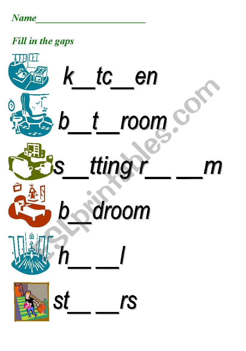 Rooms worksheet